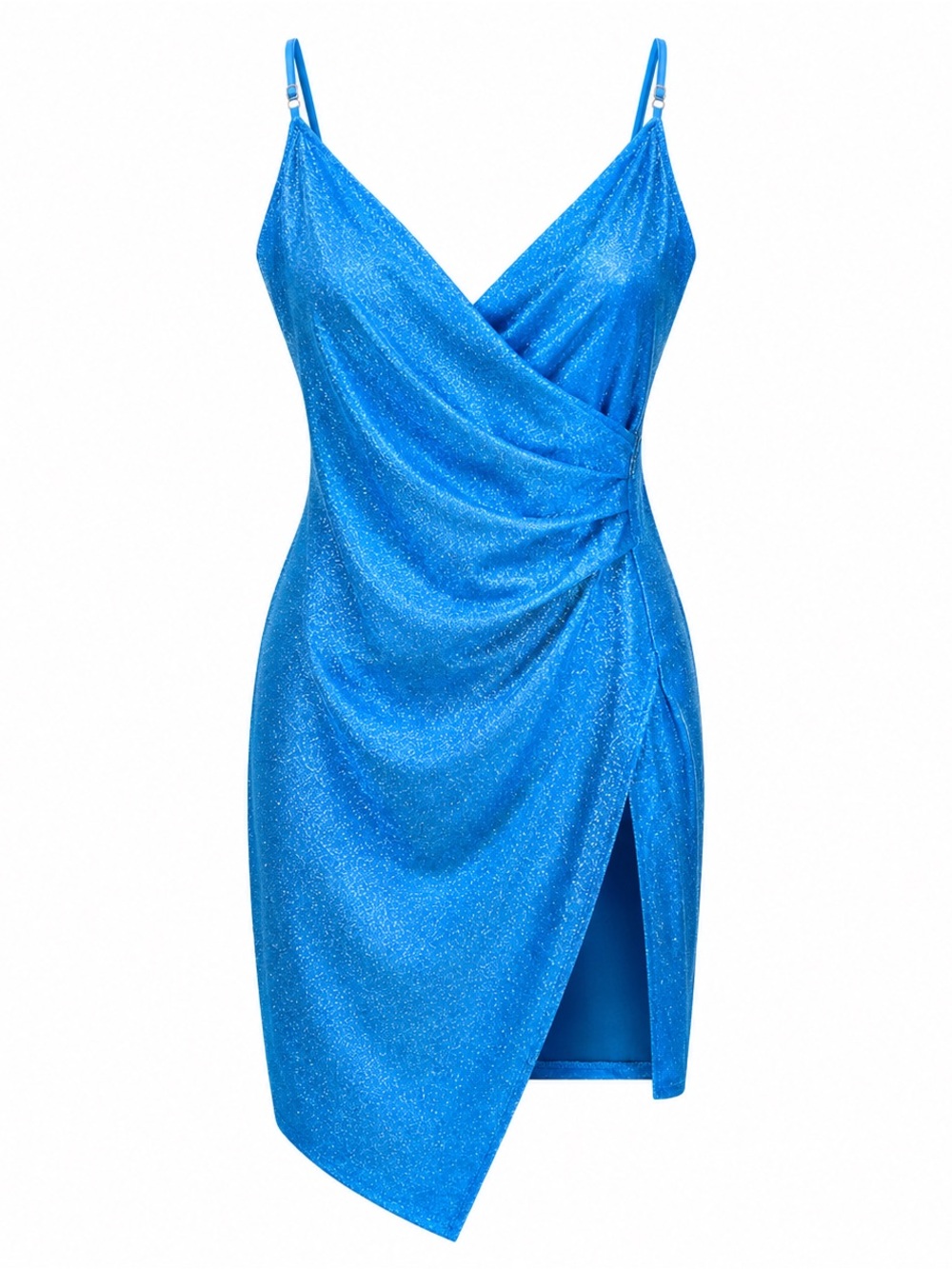 Honey & Rosie Teal Blue Glitter Shimmer Asymmetrical Mini‎ Dress